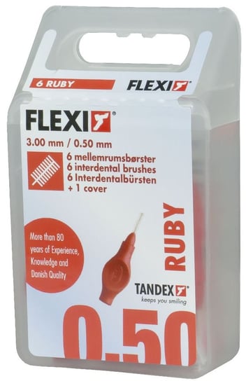 Tandex, Flexi, czyściki międzyzębowe 0,50 x 3,00 mm Super Fine Ruby, 6 szt. Tandex