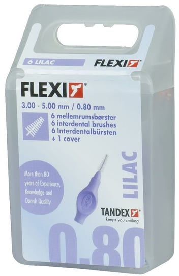 Tandex, Flexi, czyściki międzyzębowe 0,80 x 3,00-8,00 mm X-Fine Trapered Lilac, 6 szt. Tandex