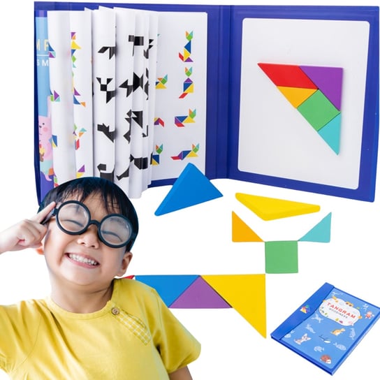 TANGRAM KLOCKI MAGNETYCZNE DREWNIANA UKŁADANKA XL MONTESSORI EDUKACYJNA Inna marka