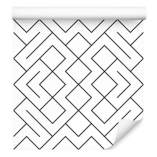 Tapeta Do Salonu Czarno-Biały Wzór Geometryczny 0,53m x 10m Muralo