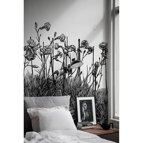 Tapeta flizelinowa Czarno-biała łąka 152x104 +klej Coloray