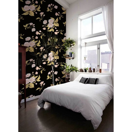 Tapeta flizelinowa Kwiaty na czarnym tle 250x104cm Coloray