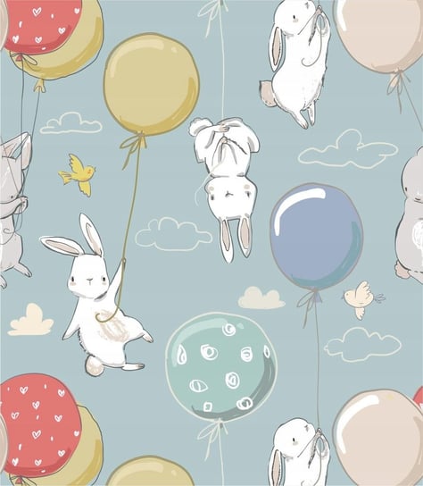 Tapeta papierowa małe króliczki z balonikami, fototapeta, bryt 50x280 cm Inna marka