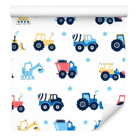 Tapeta traktory, pojazdy, gwiazdy, pokój dziecięcy Muralo