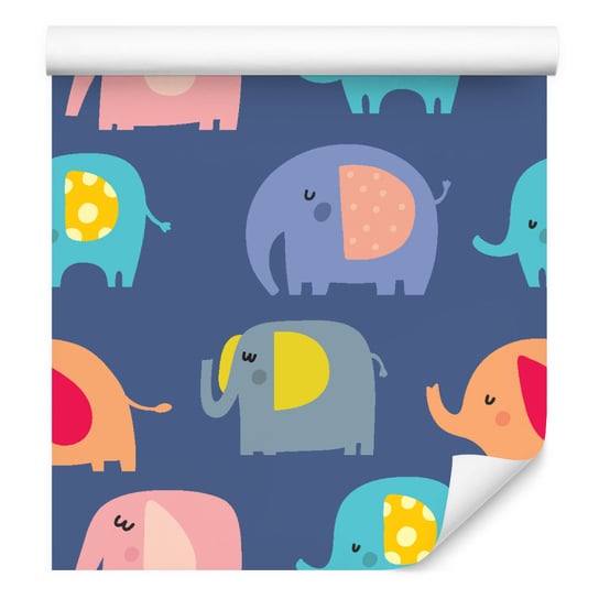 Tapeta w kolorowe słonie, zwierzęta, pokój chłopca Muralo