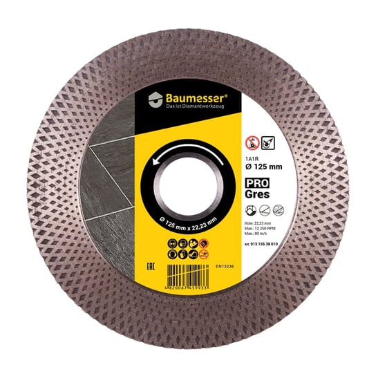 Tarcza diamentowa BAUMESSER 1A1R PRO GRES 125mm z 20mm diamentu Bresser