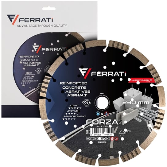 Tarcza diamentowa tnąca 230mm Ferrati Forza F20160 2 rodzaje segmentu RAIMONDI