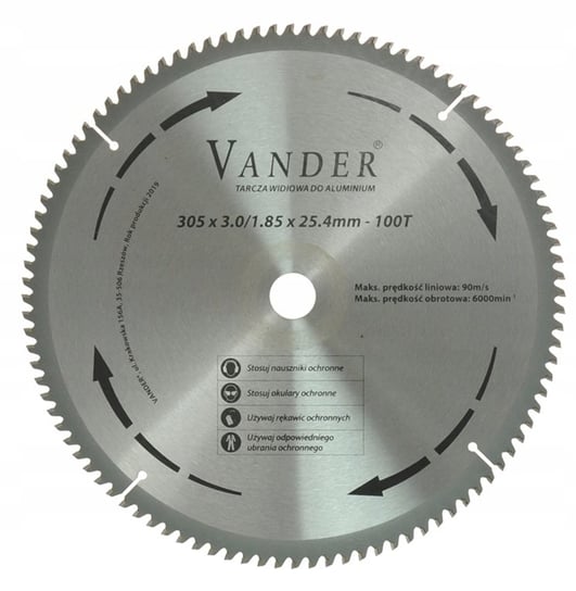 Tarcza Do Cięcia Aluminium 305X25.4 100T Vud707 Vander