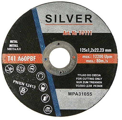 Tarcza Do Cięcia Metalu 125X1,2Mm Silver SILVER