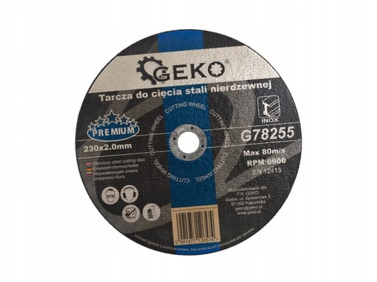 Tarcza do cięcia stali nierdzewnej GEKO PREMIUM 230x2.0 Tarcza Geko G78255 Geko