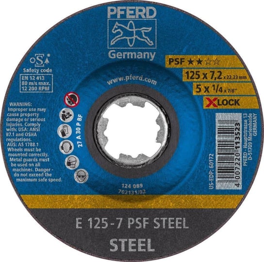 Tarcza do obróbki zgrubnej stali i żeliwa PSF STEEL, X-LOCK PFERD Pferd