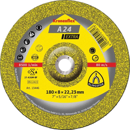 Tarcza scierna do obr. zgrubnej, odsadzona A24 Extra 115x6mm KLINGSPOR KLINGSPOR