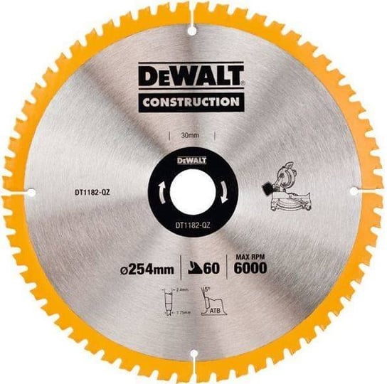 Tarcza tnąca do drewna 254 mm DeWalt DT1182 DeWalt