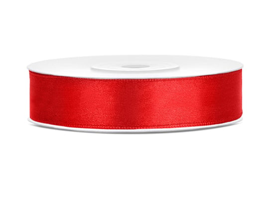 Tasiemka satynowa, czerwony, 12 mm, 25 m PartyDeco