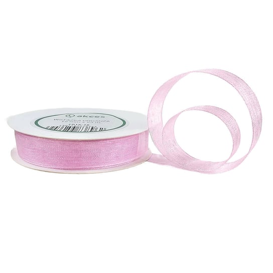 Tasiemka wstążka ORGANZA różowa 12mm x 23m AKCES