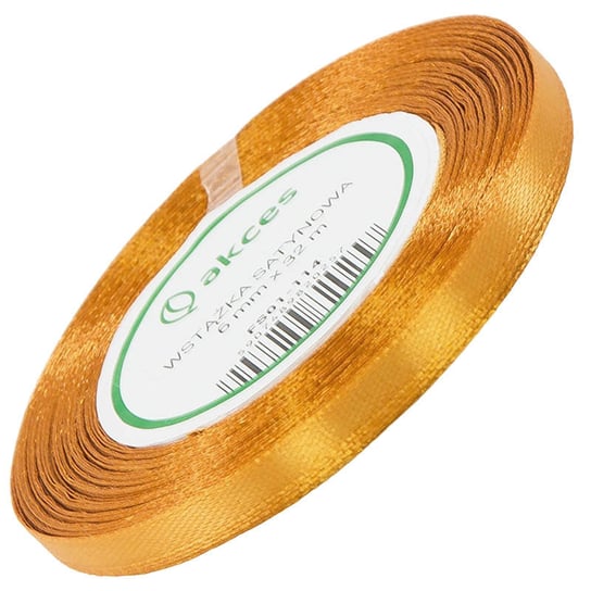 Tasiemka wstążka satynowa żółta 6mm - 32mb AKCES