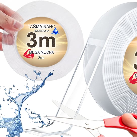 Taśma Dwustronna Nano Wielokrotnego Użytku Wodoodporna Samoprzylepna 3m 2cm Inna marka