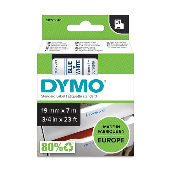 Taśma Dymo 45804 D1 19Mm X 7M Biała/Niebieski Nadruk S0720840 DYMO