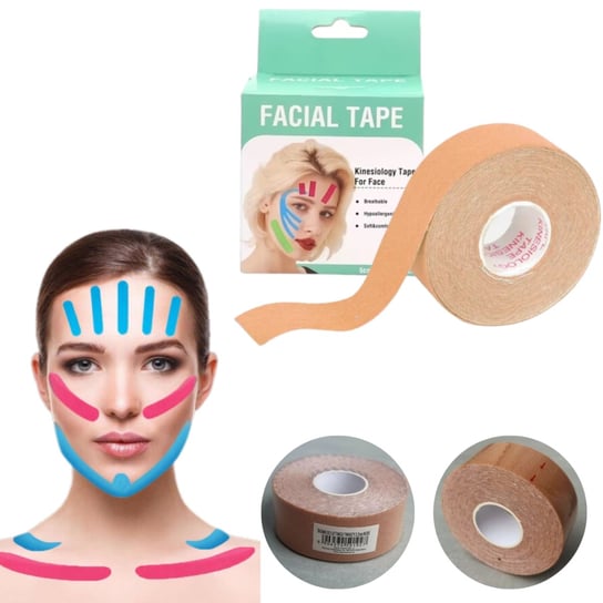Taśma Kinezjologiczna Tape Taping Tejpy  Plastry Na Twarz Do Liftingu 2,5 Cm Deni Carte
