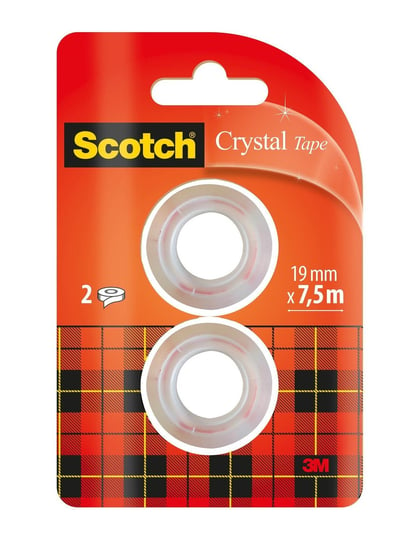 Taśma klejąca Scotch® Crystal, krystalicznie przezroczysta, mocna, 2 rolki 19mm x 7,5m Scotch