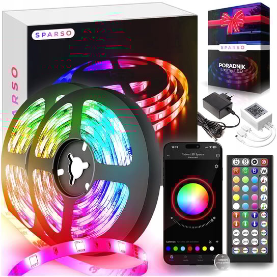 Taśma LED 15M RGB 5050 LEDY APLIKACJA PILOT ZESTAW Sparso