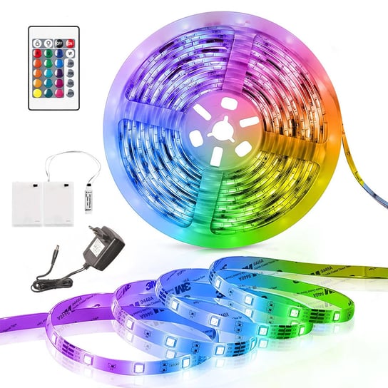 TAŚMA LED 5M PILOT WODOODPORNA KOLOROWA ZESTAW 12V 14w DomowyŚwiat