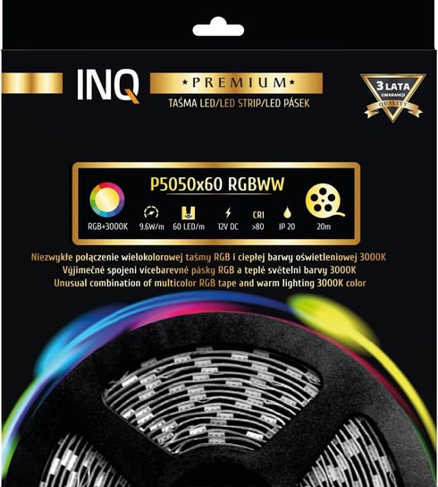 Taśma LED INQ P5050-60-20-RGBWW-20, 9,6 W, 20 m INQ