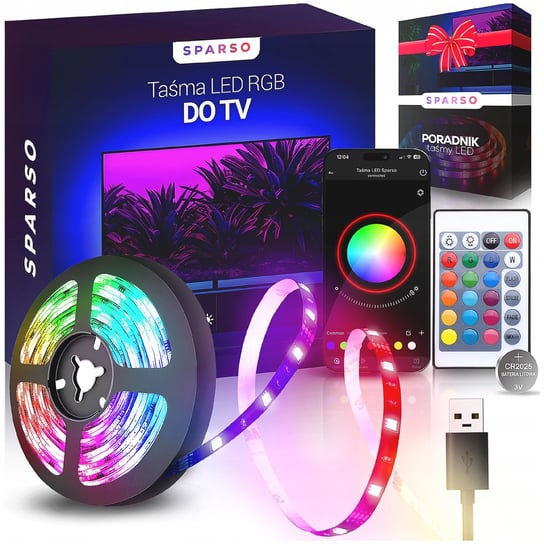 TAŚMA LED RGB 3M LEDY USB DO TV Podświetlenie Telewizora NA PILOTA TELEFON Sparso