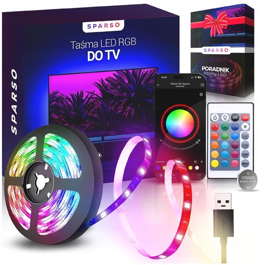 TAŚMA LED RGB 3M USB LEDY TV Podświetlenie do Telewizora NA PILOTA TELEFON Sparso