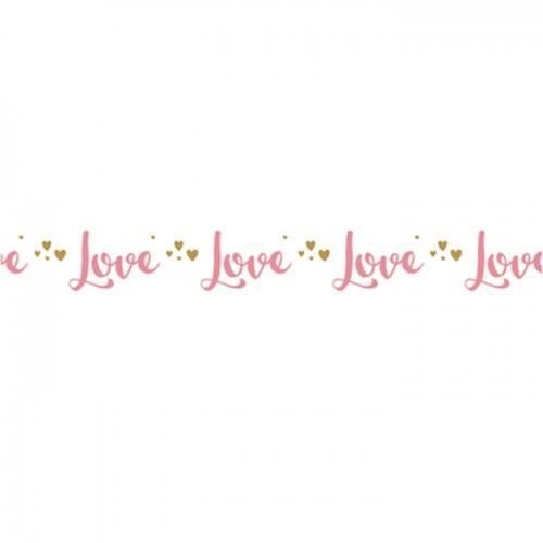 Taśma maskująca 1 cm z motywem laurowym, serduszkami i napisem „Love” w kolorze różowym Inna marka