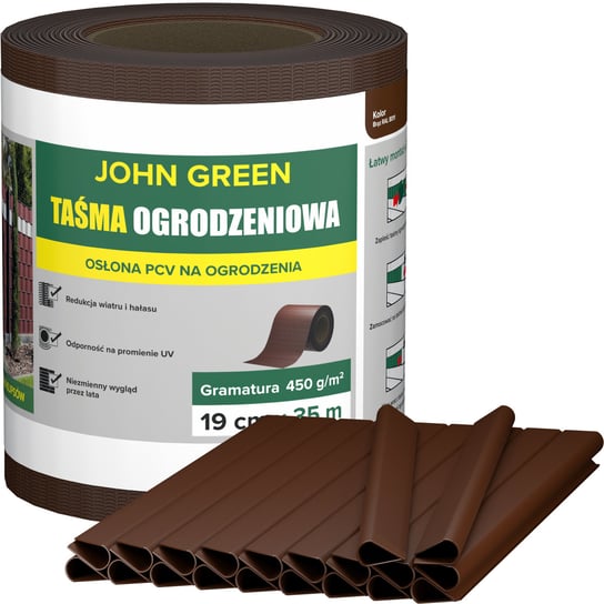 Taśma Ogrodzeniowa 19Cm X 35M + 20 Klipsów JohnGreen