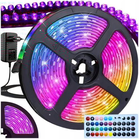 Taśma Pasek Listwa Kolorowa LED RGB Ledy 5 m Samoprzylepna na Pilot inna (Inny)