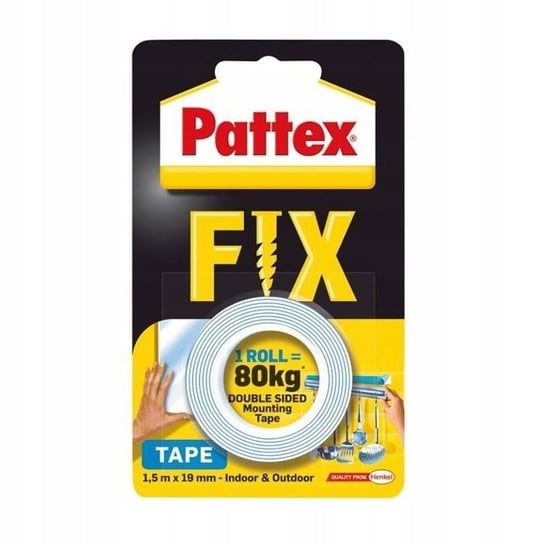 Taśma Pattex FIX 80 kg,  dwustronna 1,5 m x 19 mm Pattex