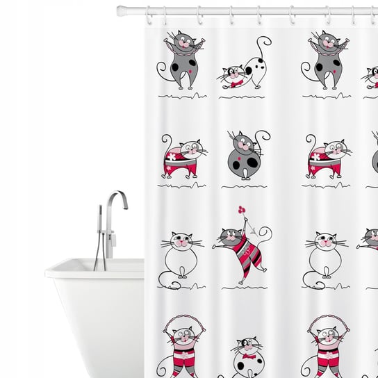 Tatkraft Funny Cats tekstylna zasłona prysznicowa Tatkraft