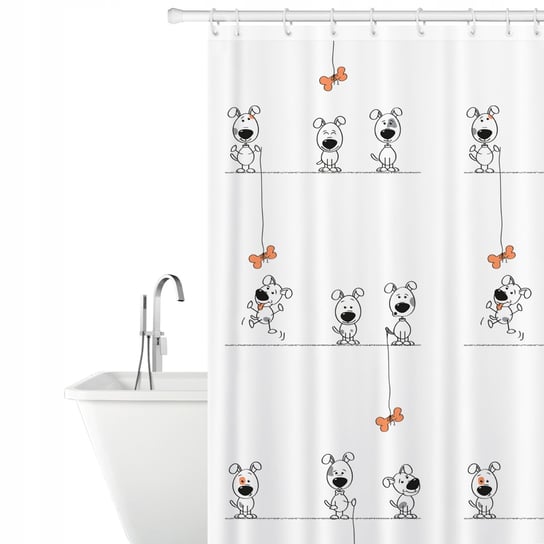 Tatkraft Funny Dogs tekstylna zasłona prysznicowa Tatkraft