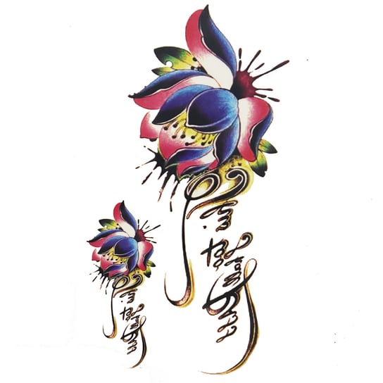 Tattou, Duży tatuaż zmywalny tymczasowy 10cm motyw Kwiaty Tattou