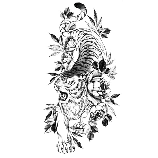 Tattou, Duży tatuaż zmywalny tymczasowy 21cm motyw Tygrys FF-110 Tattou