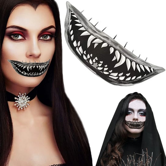 Tatuaż Halloween Sztuczny Zęby Realistyczny Zmywalny Tymczasowy Przebranie VERK GROUP