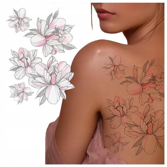 Tatuaż Tymczasowy Kwiat Piwonia / Liść Lotosu Inna marka