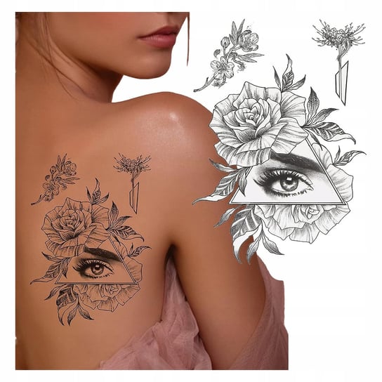 Tatuaż Tymczasowy Wodny Kobiece Oko / Róża Inna marka