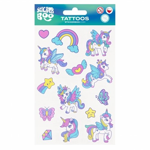 Tatuaż Unicorn 10x18 cm STICKER BOO 540444 Stickerboo