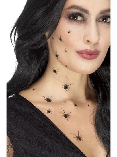 Tatuaż zmywalny czarne pająki halloween 32szt ABC
