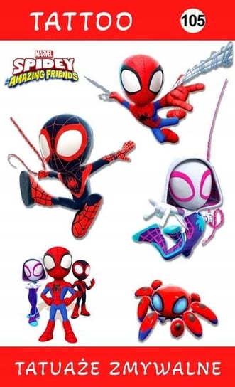 Tatuaż Zmywalny Spidey i Przyjaciele Przepiękny Zestaw dla Dzieci Spiderman Greenzone