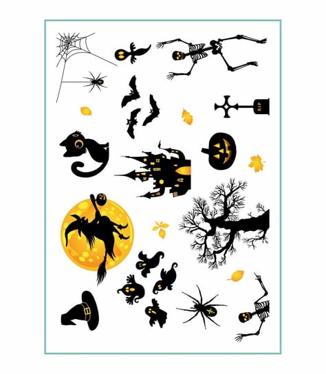 Tatuaże Tymczasowe Halloween  Wiedźma Duchy Szkielet Czarny Kot Nietoperze A4 - Tattoo.005 Fotobloki & Decor