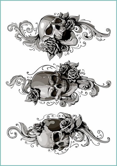 Tatuaże Tymczasowe Skulls With Floral Fotobloki & Decor