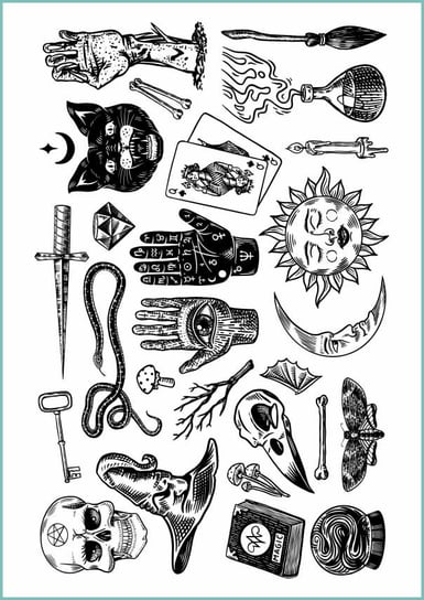 Tatuaże tymczasowe z różnymi ciekawymi wzorami na Halloween 03, arkusz A4 Inna marka
