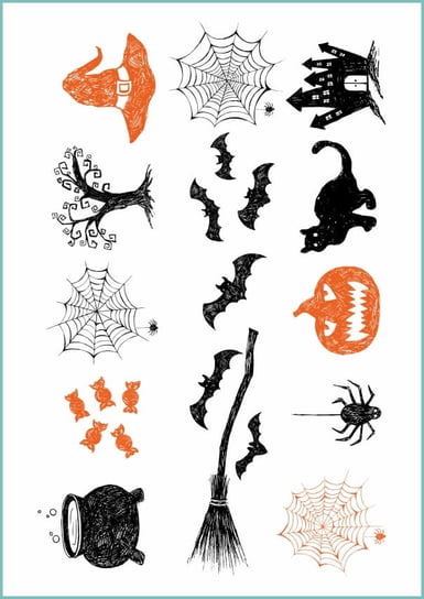 Tatuaże tymczasowe z różnymi wzorami na Halloween 0, arkusz A4 Inna marka
