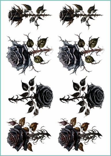 Tatuaże tymczasowe zmywalne, black rose, format arkusz A4 Inna marka
