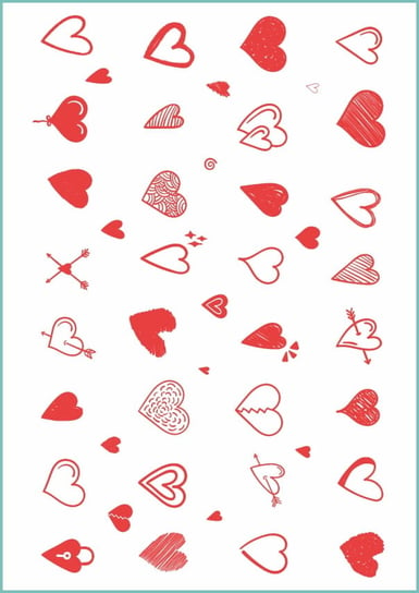Tatuaże tymczasowe, zmywalne, czerwone serca,  format arkusz A4 Inna marka