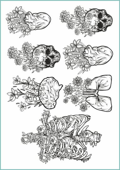 Tatuaże tymczasowe, zmywalne, organy i kwiaty, format arkusz A4 Inna marka